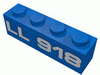 Набор LEGO Brick 1 x 4 with White 'LL918' Print, Голубой