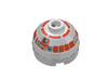 Набор LEGO Brick, Round 2 x 2 Dome Top with Silver and Red Print (R5-D4) (set 7658), Белый