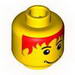 Minifig Head Male Messy Red Hair, Smile, White Pupils Print (Pepper) [Blocked Open Stud]