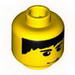 Minifig Head Male Black Hair, Eyebrows, and Smirk Print [Blocked Open Stud]