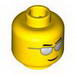 Minifig Head with Silver Sunglasses, Eyebrows and Thin Grin Print [Blocked Open Stud]