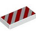 Tile 1 x 2 with Diagonal Red Stripes Print