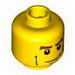 Набор LEGO Minifig Head Male Brown Eyebrows, White Pupils, Vertical Cheek Lines, Chin Dimple Print [Hollow Stud], Желтый