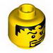 Minifig Head Male - Messy Black Hair, Goatee Print [Blocked Open Stud]