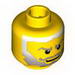 Minifig Head - Gray Beard Fading to White Hair, White Pupils Print [Blocked Open Stud]