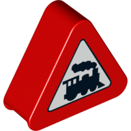 Набор LEGO Duplo, Brick 1 x 3 x 2 Triangle Road Sign with Steam Engine Print, Красный