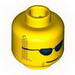 Minifig Head with Dark Blue Sunglasses, Closed Mouth, Light Brown Sideburns and Goatee Print [Blocked Open Stud]