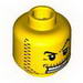 Minifig Head Male Arched Eyebrow, White Teeth with Gold Tooth, Coarse Stubble Print [Blocked Open Stud]
