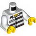 Torso Town Prisoner Number 50380, Dark Bluish Gray Stripes, Buttons, Hairy Chest Print / White Arms / Yellow Hands