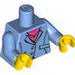 Torso Suit Jacket, Two Buttons, Pink Top, Necklace Print / Medium Blue Arms / Yellow Hands