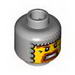 Minifig Head Chain Mail Balaclava, Brown Beard and Eyebrows, Gritted Teeth, White Pupils Print [Blocked Open Stud]