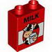 Duplo Brick 1 x 2 x 2 with Cow, Glass and ''MILK'' Print