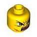 Minifig Head Dual Sided - Green Eyes with Frown and Scar / Open Mouth Print [Takeshi] [Blocked Open Stud]