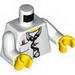 Torso Hospital Lab Coat, Open Collar, Stethoscope, Pocket Pen and Thermometer Print / White Arms / Yellow Hands