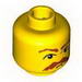 Minifig Head Moustache Brown Bushy Moustache and Eyebrows Print [Blocked Open Stud]