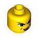Minifig Head Dual Sided - Green Eyes with Smirk / Open Mouth Smirk Print [Ha-Ya-To] [Blocked Open Stud]