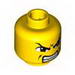 Minifig Head Dual Sided Exo-Force Brown Eyes, Scowl with Mouth Closed / Bared Teeth Print (Ryo Gate Guard) [Blocked Open Stud]