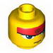 Minifig Head Dual Sided Exo-Force Blue Eyes, Headband, Mouth Closed / Bared Teeth Print [Ryo] [Blocked Open Stud]