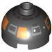 Brick Round 2 x 2 Dome Top with Silver and Copper Print (R2-D5)
