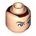 Minifig Head Male Eyes Blue with Raised Eyebrow and Smirk Print [Sokka 3828] [Blocked Open Stud]