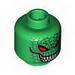 Minifig Head Alien with Red Eyes, Grin with Sharp Teeth, Reptile Scales Print [Blocked Open Stud]