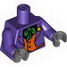 Torso Batman Suit with Orange Vest, Green Tie, Yellow Flower Print / Dark Purple Arms / Dark Bluish Gray Hands