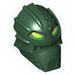 Minifig Head Modified Bionicle Inika Toa Kongu with Lime Eyes Print