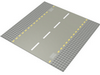 Набор LEGO Baseplate Road 32 x 32 6-Stud Straight with Dark Gray Road, Yellow Dashed Lines and Storm Drains Print, Зеленый