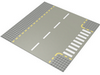 Набор LEGO Baseplate Road 32 x 32 6-Stud T Intersection with Dark Gray Road, Yellow Dashed Lines, and Crosswalk Print, Зеленый