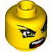 Minifig Head Dual Sided Exo-Force Green Eyes Female with Slight Smirk / Open Mouth Print (Hitomi) [Blocked Open Stud]