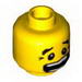 Набор LEGO Minifig Head Dual Sided - Black Eyebrows, Crows Feet and Mouth Open / Scared Print [Blocked Open Stud], Желтый