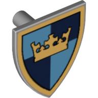 Minifig Shield - Triangular with Crown on Dark / Medium Blue Quarters Print