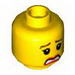Набор LEGO Minifig Head Dual Sided - Female with Brown Eyebrows Scared / Smiling Print [Blocked Open Stud], Желтый