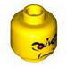 Minifig Head Male Angry Eyebrows and 1 Red Eye, White Pupils Print [Blocked Open Stud]