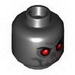 Minifig Head - Evil Skull with Scowl, White Print, Red Eyes Print [Blocked Open Stud]