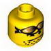 Minifig Head Male Orange Sunglasses on Forehead, Stubble Print [Blocked Open Stud]