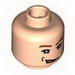 Minifig Head Male Brown Eyebrows, White Pupils, Open Mouth Smirk, Right Dimple Print [Blocked Open Stud]