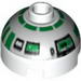 Brick Round 2 x 2 Dome Top with Silver and Green Print (R2-R7)
