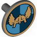 Minifig Shield - Round with Helmet on Dark / Medium Blue Quarters Print