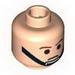 Minifig Head Male Brown Eyebrows and Black Chin Strap Print [Blocked Open Stud]