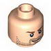 Minifig Head Male Brown Stubble, Brown Eyebrows and White Pupils Print (Indiana Jones) [Blocked Open Stud]