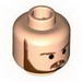Minifig Head [Obi-Wan Kenobi Beard with Brown Trimmed Beard and Eyebrows Print [Blocked Open Stud]