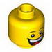 Minifig Head Male Huge Grin, White Pupils, Eyebrows Print [Blocked Open Stud]