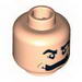Minifig Head Moustache Bushy, Black Eyebrows, White Pupils Print [Blocked Open Stud]