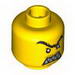 Minifig Head - Black Monobrow, Moustache and Pointed Teeth Print [Blocked Open Stud]