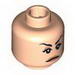 Minifig Head Female with Peach Lips, Stern Eyebrows, White Pupils Print (Irina) [Blocked Open Stud]