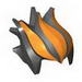 Minifig Hair - Spiked Top with Orange Streaks Print