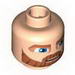 Minifig Head Beard Thick with Lines, Brown Eyebrows, Moustache, Large Blue Eyes Print [Blocked Open Stud]