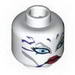 Minifig Head with Blue Eyes, Red Lips and Dark Purple Markings Print [Blocked Open Stud]