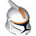 Minifig Helmet SW Clone Trooper with Holes, Orange Stripe Print